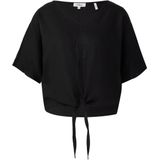 Blouse - Lichte en Luchtige Linnen Blouse - V-halslijn - Verfijnd Knoopdetail