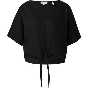 Blouse - Lichte en Luchtige Linnen Blouse - V-halslijn - Verfijnd Knoopdetail