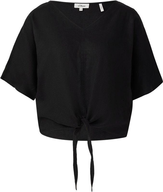 Blouse - Lichte en Luchtige Linnen Blouse - V-halslijn - Verfijnd Knoopdetail