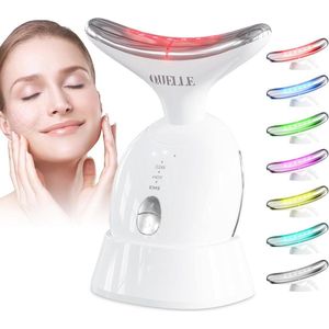 QUELLE Gezichtsmassageapparaat, anti-aging nek- en oogmassageapparaat met 7 kleuren, 3 modi, gezichtsmassageapparaat voor huidverzorging, anti-rimpel apparaat voor afslanken gezicht AM-816