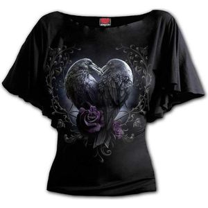 Spiral - Raven Heart - T-shirt - Zwart - 95% Viscose, 5% Elastaan
