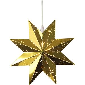 Star Trading Kleine metalen ster 'Classic' met E14 fitting, gatenpatroon, elektrisch bediend, messing, Ø 28cm