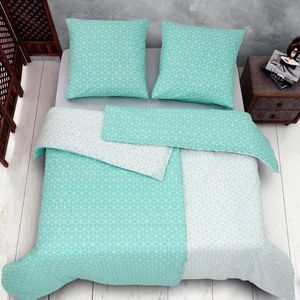 Comfortabel en Ademend 4-delige Turquoise Bedlinnen Set met Rits Sluiting - 135 x 200 cm