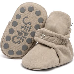 Steppies - Baby Slofjes voor Jongens en Meisjes - Taupe - 0-3 Maanden (9cm) - Schoenmaat 15-16