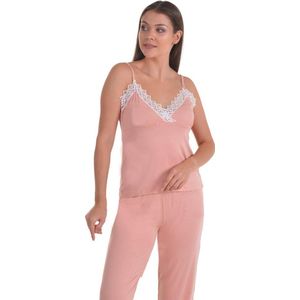 Dames Katoen Pyjama | 4-delige set | Katoen nachtkleding | Katoen nachthemd | Elegant Katoen Ochtendjas | Cadeau voor dames | kleur: somon | maat: S