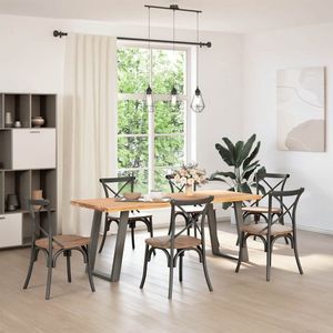 vidaXL Eettafel - Eettafels - Eetkamertafel - Keukentafel - Eettafel met natuurlijke rand massief eikenhout rechthoekig