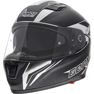 Germot Motorrad Helm GM 330 Integralhelm mit integriertem Sonnenvisier matt Black/White-XS