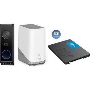 eufy Video Doorbell E340 + HomeBase 3 S380 + 240GB SSD voor 3 jaar opslag - Bundelvoordeel