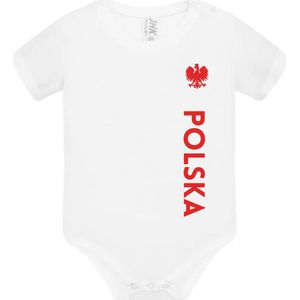 Polska - Polska - Poland - Polen ROMPER- Polska - WIT Body's & Rompers van 100% Katoen voor BABY Polen - 18 MANDEN