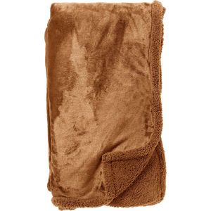 Dutch Decor - STANLEY - Plaid 150x200 cm - fleece deken met teddy en fleece - Tobacco Brown - bruin