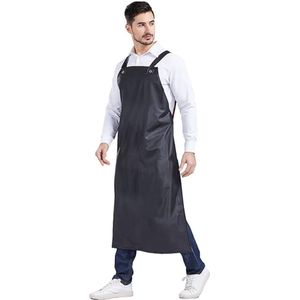 Uniseks waterdichte rubberen schorten werkschort slagersschort voor industrie, slagerij, reiniging - zwart