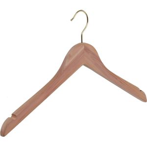 De Kledinghanger Gigant - 40 x Blousehanger / shirthanger anti motten cederhout ongelakt met messinghaak en rokinkepingen, 45 cm