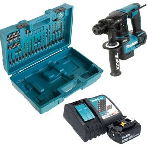 Makita DHR 171 RT1X3 accu boormachine 18 V 1.2 J SDS-Plus Brushless + 1x oplaadbare accu 5.0 Ah + lader + 65-delige accessoireset + koffer