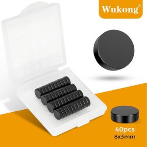 Neodymium magneten, zwarte, kleine magneten, 8 x 3 mm, 40 stuks, sterke mini-magneten voor whiteboards, koelkast, handwerk, magneetbord en doe-het-zelfprojecten
