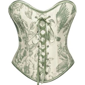 Vrouwen Renaissance Corset Bloemen Lace-up Corset Top Off Shoulder Vintage Korsetten Bustiers