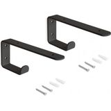 Emuca - Plankdragers - Zwart - Wandsteun - Metaal - Voor Planken 60-80 x 25 cm - Max. 10 kg - 2 Stuks