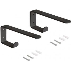 Emuca - Plankdragers - Zwart - Wandsteun - Metaal - Voor Planken 60-80 x 25 cm - Max. 10 kg - 2 Stuks