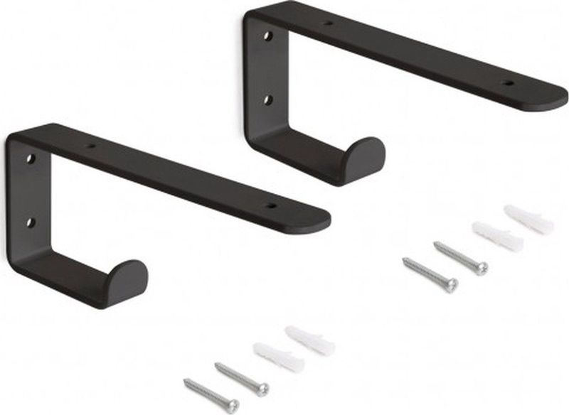 Emuca - Plankdragers - Zwart - Wandsteun - Metaal - Voor Planken 60-80 x 25 cm - Max. 10 kg - 2 Stuks