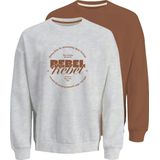 JJ REBEL - JREBGRAY CREW NECK - Heren - Sweaters - 2 Pack