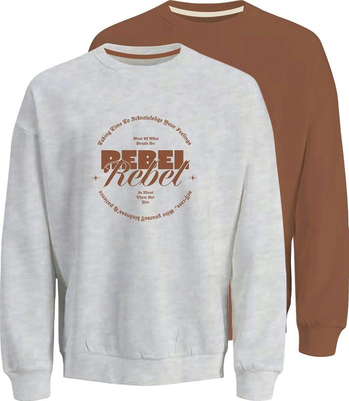 JJ REBEL - JREBGRAY CREW NECK - Heren - Sweaters - 2 Pack