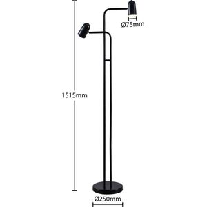 Lindby - vloerlamp - 2 lichts - staal - H: 160 cm - E14 - mat zwart