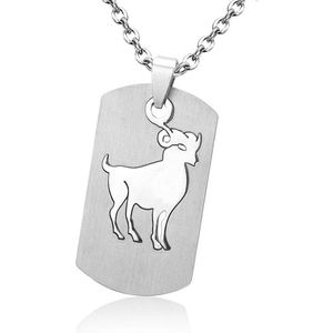 Montebello Ketting Ram - 316L Staal - Horoscoop - 50x22mm - 50cm