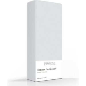Romanette 100% Luxe Katoen Topper Hoeslaken - Lits-jumeaux (180x200 cm) - Grijs
