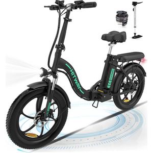 Hitway BK6 Elektrische Fiets | Opvouwbare E-bike | 20 Inch Fat Tire | 350W Motor | 11,2Ah | I | Zwart/Groen