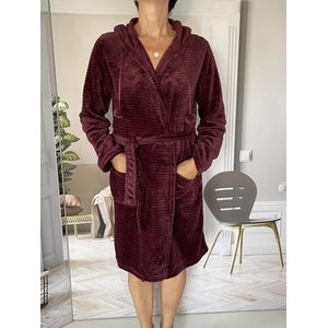 HL Tricot - Dames badjas/kamerjas - Maat M - Vrouwen - Rood -