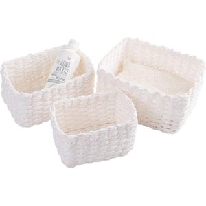Opbergmand gevlochten set van 3 - accessoires make-up badkamerorganizer