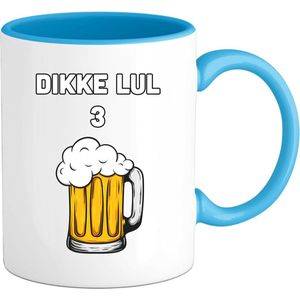 Dikke lul 3 bier - Bier kleding cadeau - bierpakket kado idee - grappige bierglazen drank feest teksten en zinnen - Mok - Aqua
