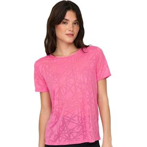 Only Play Mason Ss Burnout Train Dames Tee 15319431-pink - Kleur Roze - Maat XL