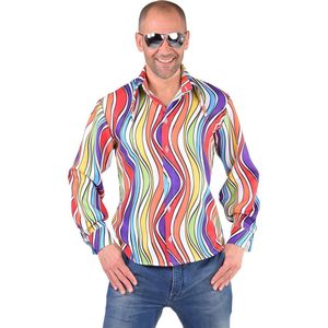 Foute Party 70s blouse Regenboog | Verkleedkleding heren maat L (54-56)