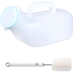 Plasfles Mannen - Urinefles - Urinaal - 1 liter inhoud – Afsluitbaar - Makkelijk Mee Te Nemen – Inclusief Bekerborstel