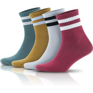 Gestreepte sokken | Kleurrijke sokken | Sportsokken | Sneaker sokken | Vrolijke sokken | Cadeau voor dames en heren | maat 35-40 | 4 paar