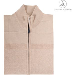 Chris Cayne herenvest - maat M - kleur beige melange - lange mouwen - steekzakken - structuur - valt ruim - met stretch - Katoen - gebreid
