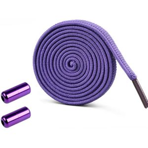 2 paar elastische platte veters met metalen sluiting, elastische veters zonder strik voor kinderen en volwassenen, sportveters voor alle schoenen (veterbreedte 6 mm, lengte 1 m) - Paars