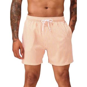 Aansluitende Casual Zwembroek - Gestreept - Oranje - Wit - Korte Broek - Heren