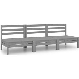 vidaXL 3-delige Loungeset Grijs Grenenhout Loungeset - Tuinset - Houten Lounge - Outdoor Furniture - Balkon Meubel