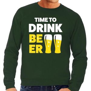 Time to drink Beer tekst sweater groen heren - heren trui Time to drink Beer S