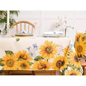 Tafelkleed - Gobelinstof - Flora - Zonnebloem - Zonnebloemen - Gele bloemen - Rechthoek 220 x 140 cm