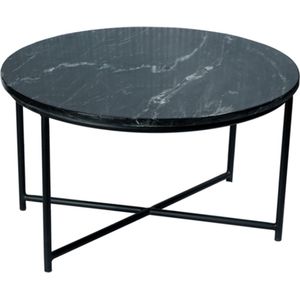 Bijzettafel zwart - salontafel marmer - bijzettafel rond 75 cm