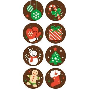 Sluitsticker - Sluitzegel –  Kerstboom / Zuurstok / Wanten / Sneeuwpop | Wit – Groen – Rood | Winter – Sneeuw - Kerst - Merry Christmas – Feestdagen – Sinterklaas | Envelop – Cadeau – Cadeauzakje | Kinderen – Jongens – Meisjes | DH Collection