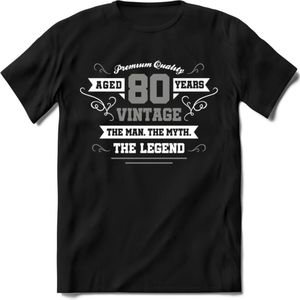 80 Jaar Legend T-Shirt | Zilver - Wit | Grappig Verjaardag en Feest Cadeau | Dames - Heren - Unisex | Kleding Kado | - Zwart - XL
