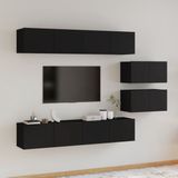 The Living Store TV meubel set - zwart - 4x 80x30x30cm - 2x 60x30x30cm