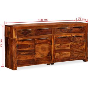 vidaXL Dressoir - Dressoirs - Zijkast - Zijkasten - Dressoir 160x35x75 cm massief sheeshamhout