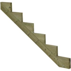 Trapbalk - Geïmpregneerd Hout - Voor Tuintrap - 6 Treden - 102 cm Hoog - 150 cm Breed