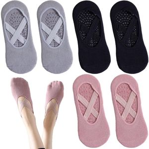 Inovra - Anti-Slip Pilates Sokken 3-Pack voor Vrouwen, Grip Yoga Sokken met Non-Slip Grips, Riemen en Ademende Stof, One Size Fitness & Pilates Reformer Accessoires.