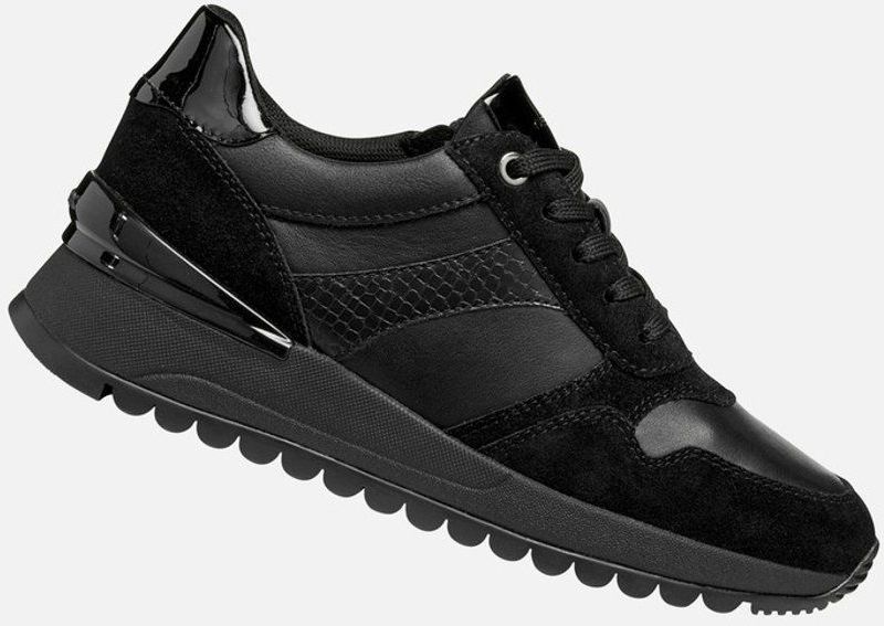 Geox - Desya B - Sneakers - Zwart - Nappa Leer en Suède