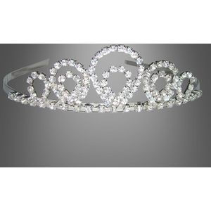 Diadeem Kroon Tiara met diamantjes metaal - zilver- prinses - sweet 16 - strass AANBIEDING.